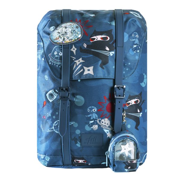 Retro Ninja Blue skolesekk