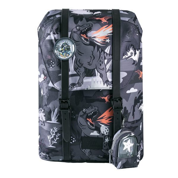 Retro Dinosaur Black skolesekk