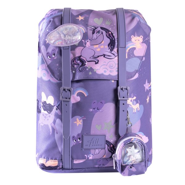 Retro Unicorn Purple skolesekk