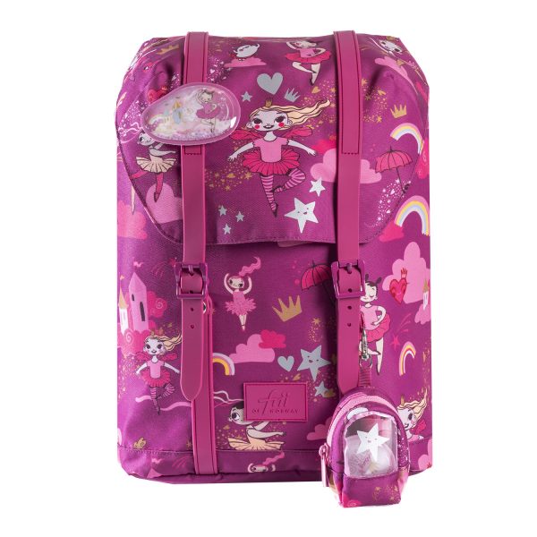 Retro Ballerina Pink skolesekk