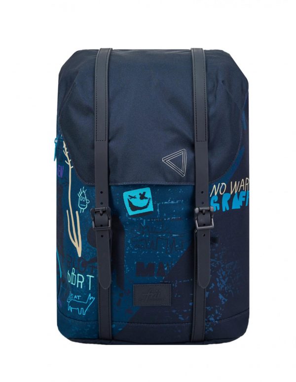 Frii Retro Blue Grafitti skolesekk