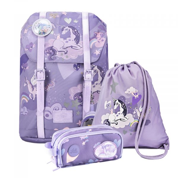 1.-3. klassesett 22L, 3 deler, Frii Retro Unicorn Purple